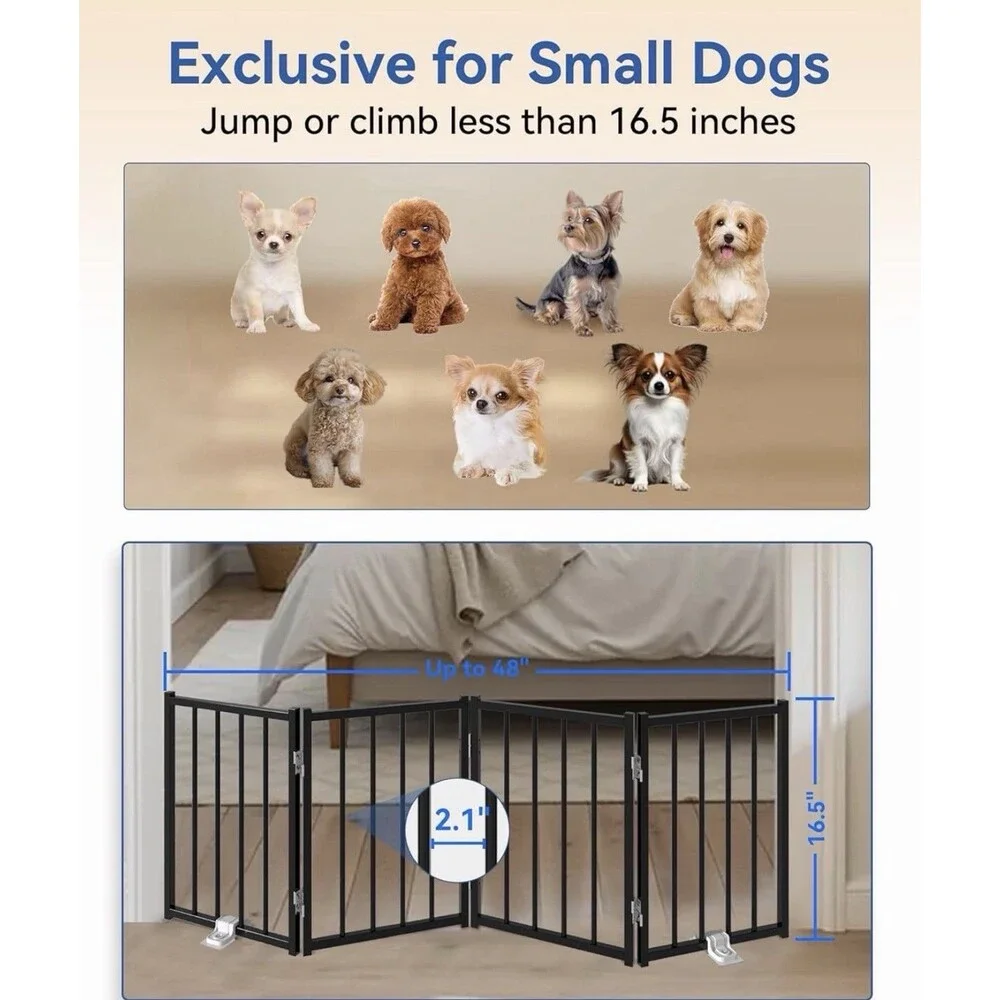 Free Standing Short Dog Gate, Foldable Puppy Fence, Up to 48